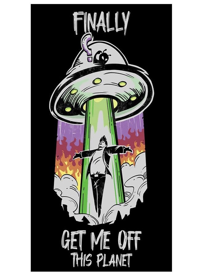 Fantasy North - Finally - Get Me Off This Planet - Aliens UFO Meme - 100 Textured Matte TCG Card Sleeves - Fits Magic MTG Commander Pokemon and Other Card Games - Playing Card Sleeves - Image 1